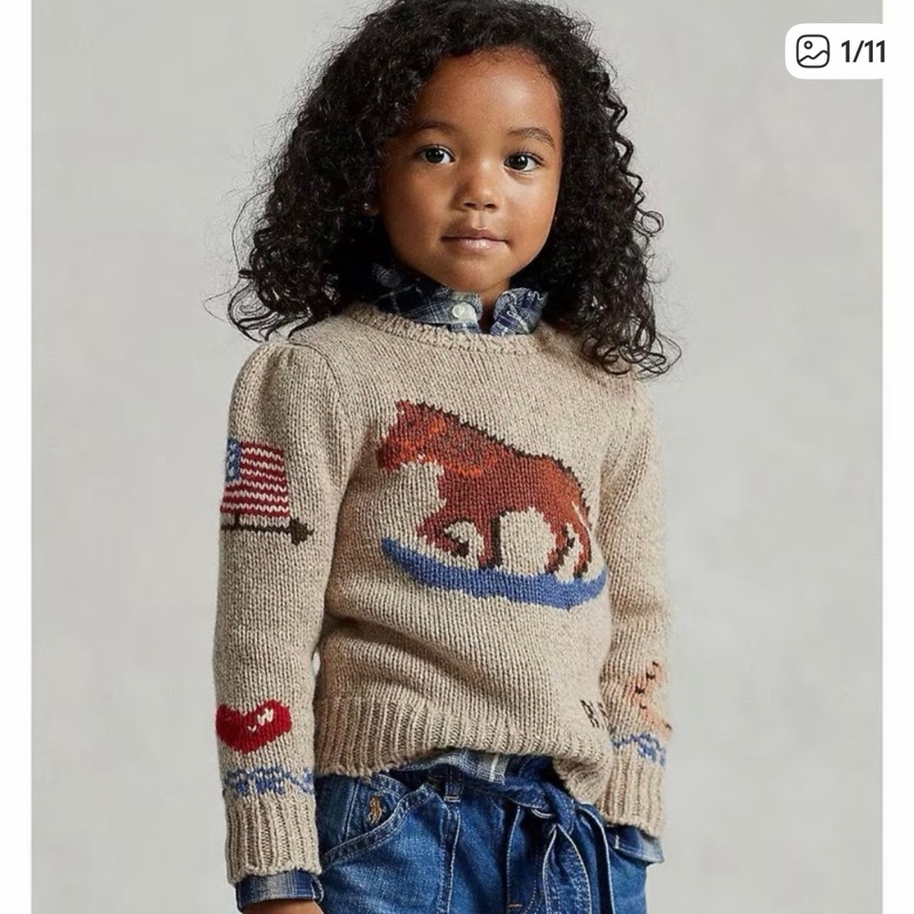 Polo Ralph Lauren Little Girls Rocking Horse Wool Blend Sweater